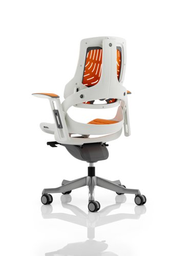 Zure Executive Chair White Shell Elastomer Gel Orange With Arms