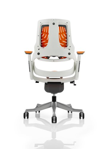 Zure Executive Chair White Shell Elastomer Gel Orange With Arms