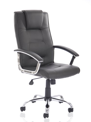 Thrift Executive Chair Black Soft Bonded Leather With Padded Arms