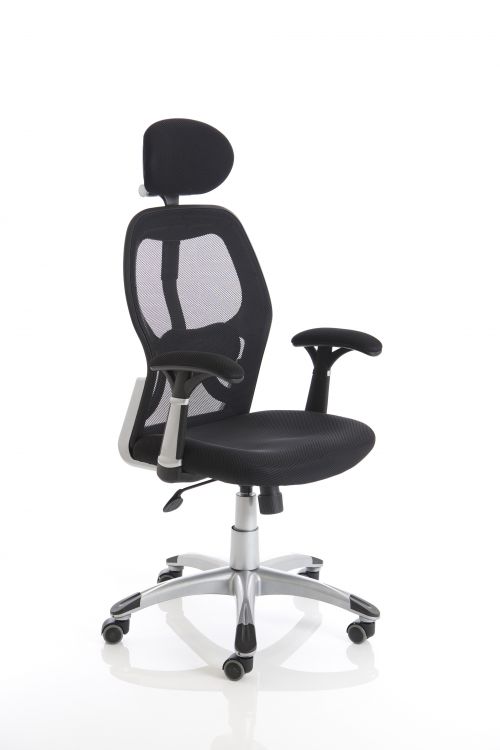 Sanderson II Black Fabric Mesh Back Chair - OP000244