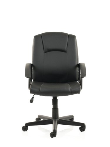 80445DY | Contoured leather faced panels give this budget executive chair with built-in tilting action comfort as well as classic styling.  Includes defined lumber curve for extra support.