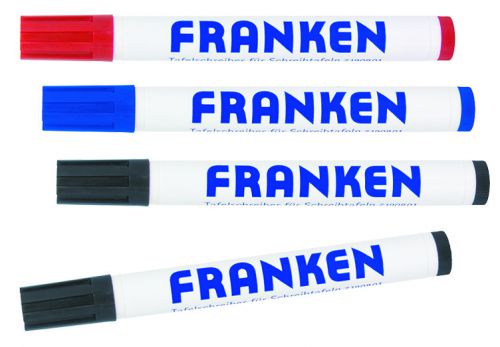Board Markers Refillable Line Width 2-6mm 2 x Black 1 Each In Red And Blue 4 Pieces
