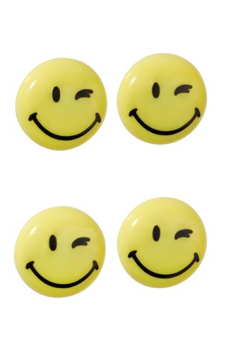 Smiley Magnets. Size: 40 mm, yellow, magnet strength: 1500 g, pack 4
