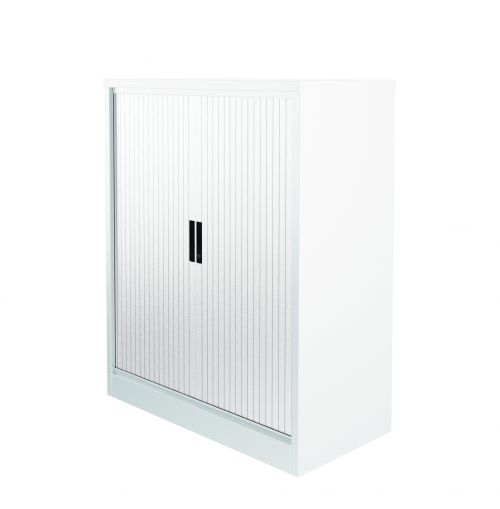 Graviti Plus Contract 1000mm Side Tambour Cupboard Chalky White No Shelves