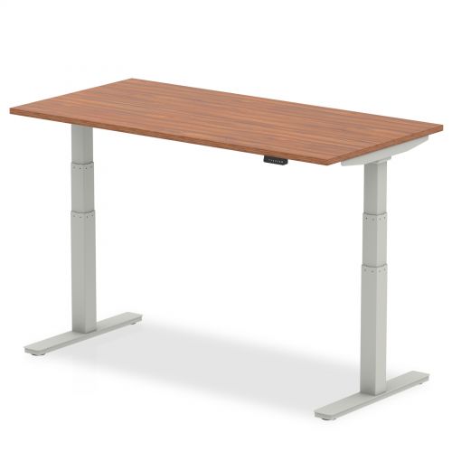 Air 1200/800 Walnut Height Adjustable Desk With Silver Legs