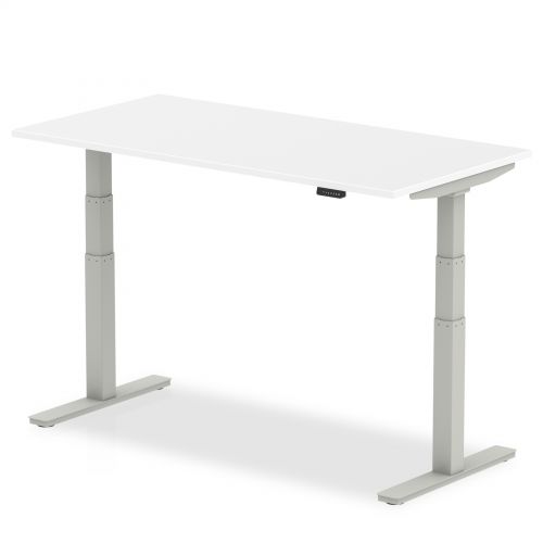 Air 1200/800 White Height Adjustable Desk With Silver Legs
