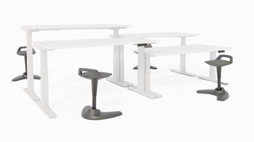 Air 1400 x 800mm Height Adjustable Office Desk White Top Silver Leg