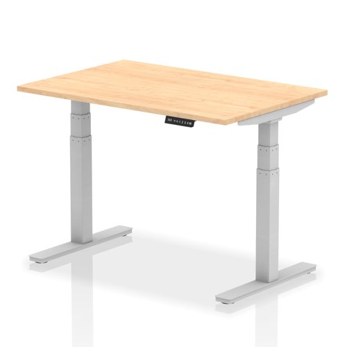 Air 1200 x 800mm Height Adjustable Office Desk Maple Top Silver Leg