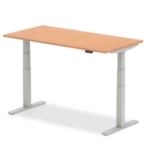 Air 1600/800 Oak Height Adjustable Desk With Silver Legs