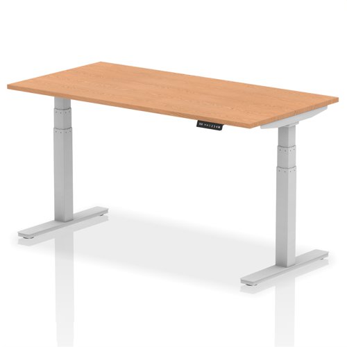 HA01019 Air 1600 x 800mm Height Adjustable Office Desk Oak Top Silver Leg