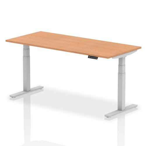 Air 1800 x 800mm Height Adjustable Desk Oak Top Silver Leg