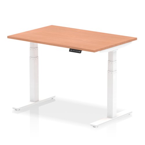 HA01021 Air 1200 x 800mm Height Adjustable Office Desk Beech Top White Leg