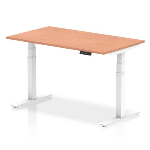 Air 1400 x 800mm Height Adjustable Office Desk Beech Top White Leg