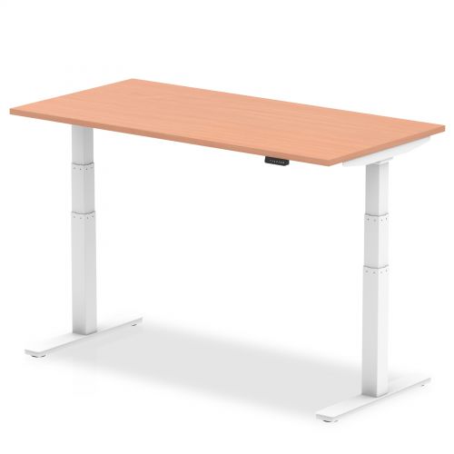 Air 1600/800 Beech Height Adjustable Desk With White Legs