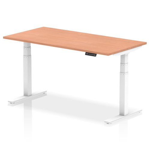 Air 1600 x 800mm Height Adjustable Office Desk Beech Top White Leg