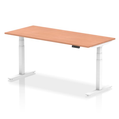 Air 1800 x 800mm Height Adjustable Desk Beech Top White Leg