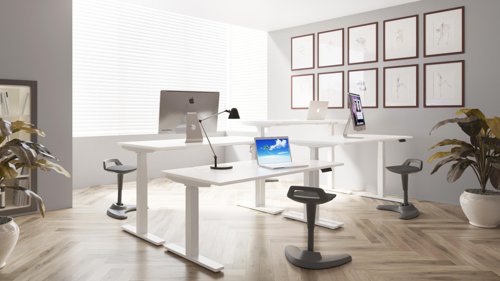Air 1200 x 800mm Height Adjustable Office Desk Walnut Top White Leg