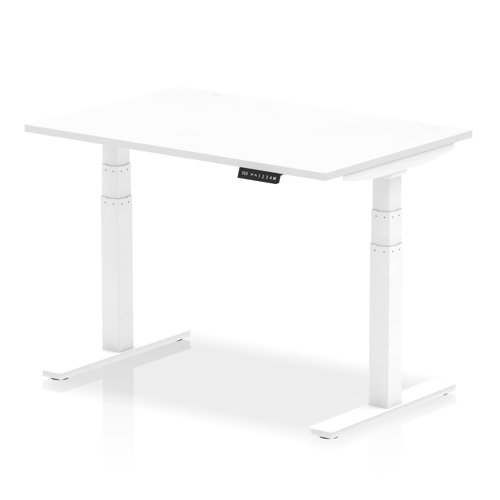 Air 1200 x 800mm Height Adjustable Desk White Top White Leg