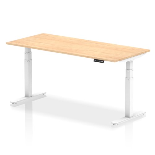 Air 1800 x 800mm Height Adjustable Desk Maple Top White Leg