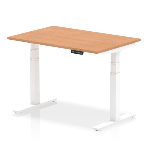 HA01037 Air 1200 x 800mm Height Adjustable Office Desk Oak Top White Leg