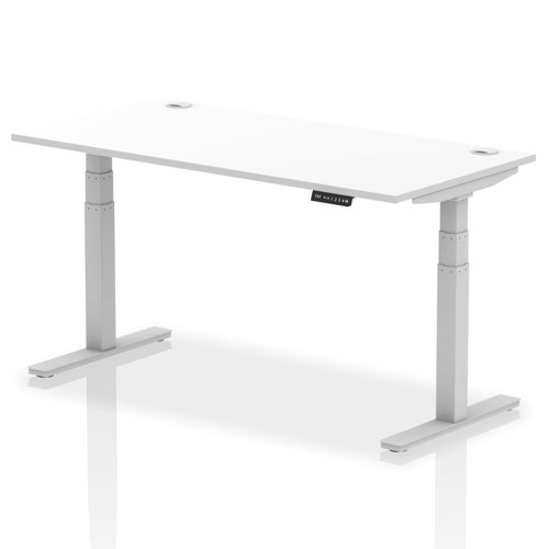 Dynamic Air 1600 x 800mm Height Adjustable Desk White Top Cable Ports Silver Leg HA01091  13378DY