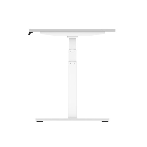 Air 1200 x 800mm Height Adjustable Office Desk White Top Cable Ports White Leg