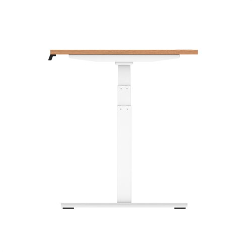 Air 1200 x 800mm Height Adjustable Office Desk Oak Top Cable Ports White Leg