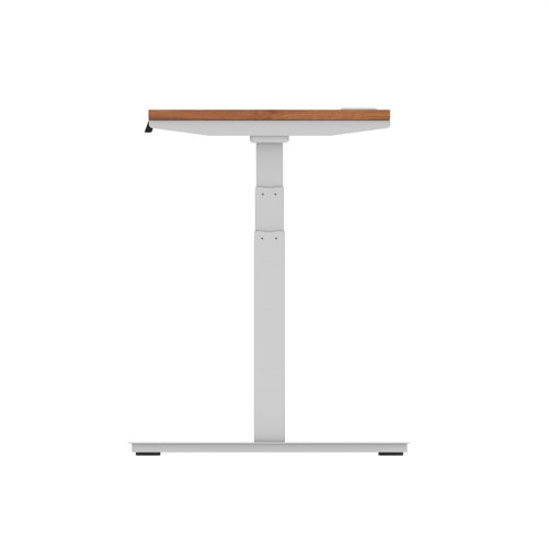 Air 1200 x 600mm Height Adjustable Office Desk Walnut Top Cable Ports Silver Leg