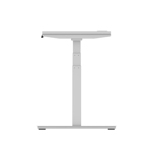 Air 1200 x 600mm Height Adjustable Office Desk White Top Cable Ports Silver Leg