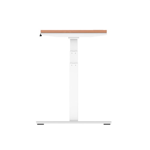 Air 1200 x 600mm Height Adjustable Office Desk Beech Top Cable Ports White Leg