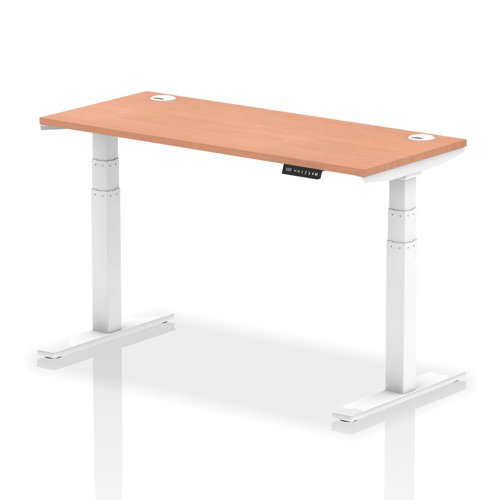 Dynamic Air 1400 x 600mm Height Adjustable Desk Beech Top Cable Ports White Leg HA01142