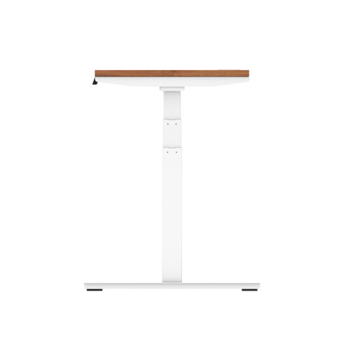 Air 1200 x 600mm Height Adjustable Office Desk Walnut Top Cable Ports White Leg