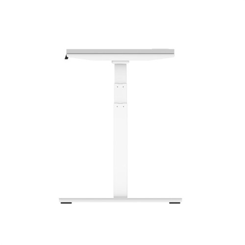 Air 1200 x 600mm Height Adjustable Office Desk White Top Cable Ports White Leg