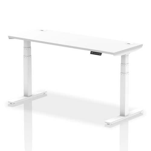 Dynamic Air 1600 x 600mm Height Adjustable Desk White Top Cable Ports White Leg HA01151