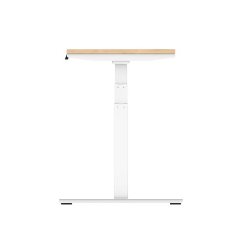 Air 1200 x 600mm Height Adjustable Office Desk Maple Top Cable Ports White Leg