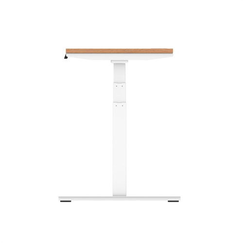 Air 1200 x 600mm Height Adjustable Office Desk Oak Top Cable Ports White Leg