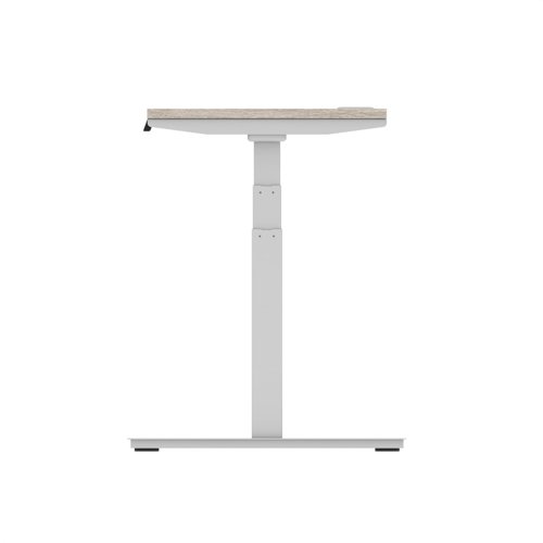 Air 1200 x 600mm Height Adjustable Office Desk Grey Oak Top Cable Ports Silver Leg