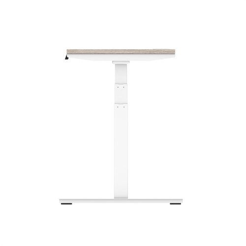 Air 1200 x 600mm Height Adjustable Office Desk Grey Oak Top Cable Ports White Leg