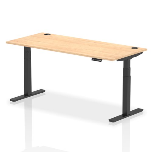 Dynamic Air 1800 x 800mm Height Adjustable Desk Maple Top Cable Ports Black Leg HA01220