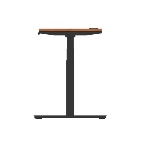 Air 1200 x 600mm Height Adjustable Office Desk Walnut Top Cable Ports Black Leg