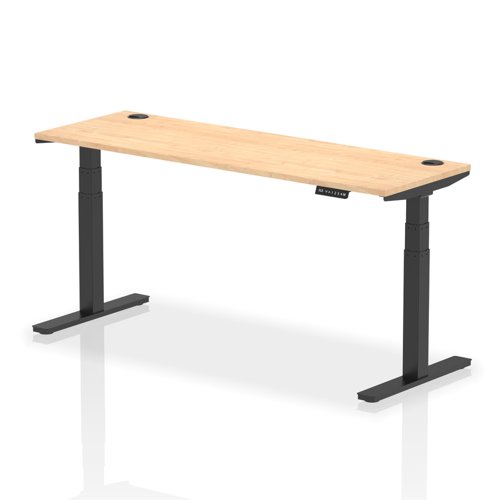 Dynamic Air 1800 x 600mm Height Adjustable Desk Maple Top Cable Ports Black Leg HA01240