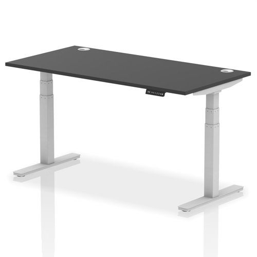 Dynamic Air Black Series 1600 x 800mm Height Adjustable Desk Black Top with Cable Ports Silver Leg HA01275