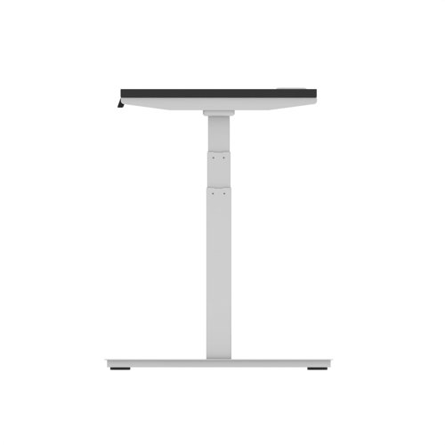 Air 1200 x 600mm Height Adjustable Office Desk Black Top Cable Ports Silver Leg