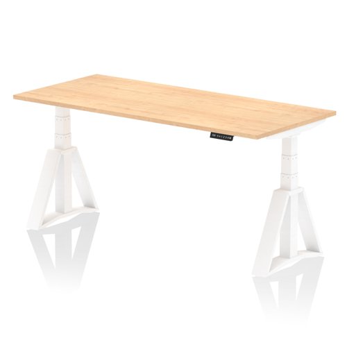 Air 1800 x 800mm Height Adjustable Office Desk Maple Top White Leg with Piste Foot