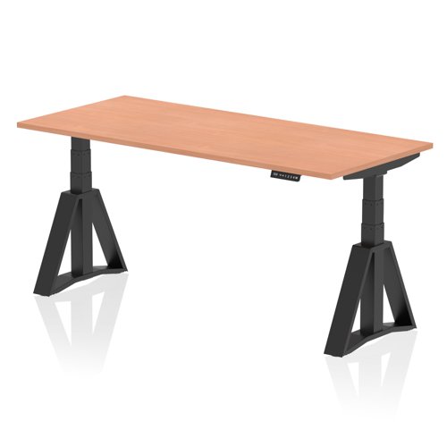 Air 1800 x 800mm Height Adjustable Office Desk Beech Top Black Leg with Piste Foot