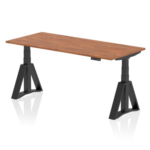 Air 1800 x 800mm Height Adjustable Office Desk Walnut Top Black Leg with Piste Foot