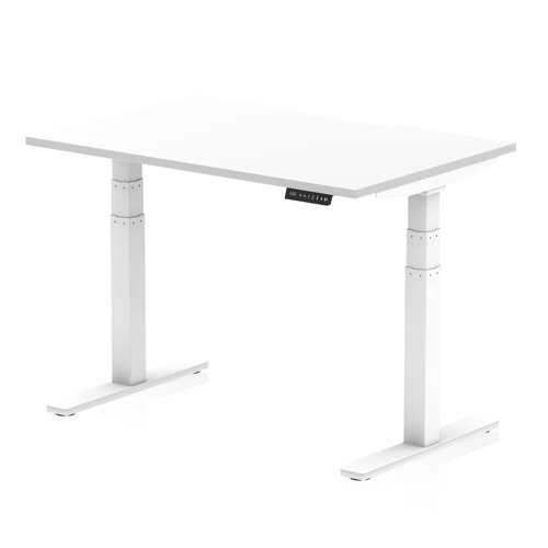 Air 1200 x 800mm Scalloped Edge Height Adjustable Office Desk White Top White Leg