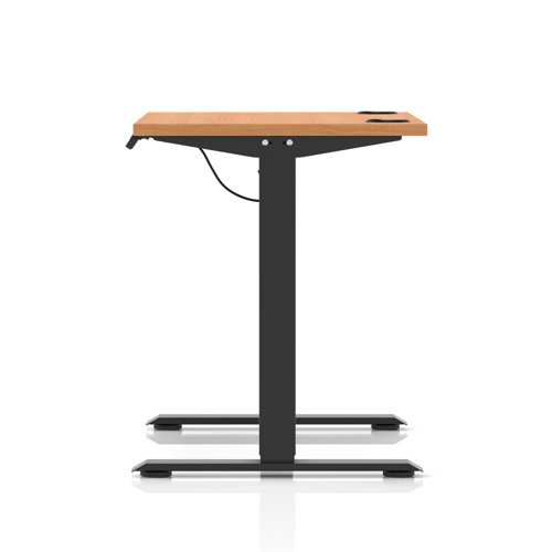 Air Lite 1000 x 600mm Height Adjustable Office Desk Beech Top Cable Ports Black Leg