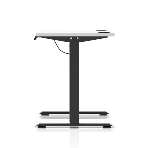 Air Lite 1000 x 600mm Height Adjustable Office Desk White Top Cable Ports Black Leg