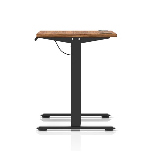 Air Lite 1000 x 600mm Height Adjustable Office Desk Walnut Top Cable Ports Black Leg